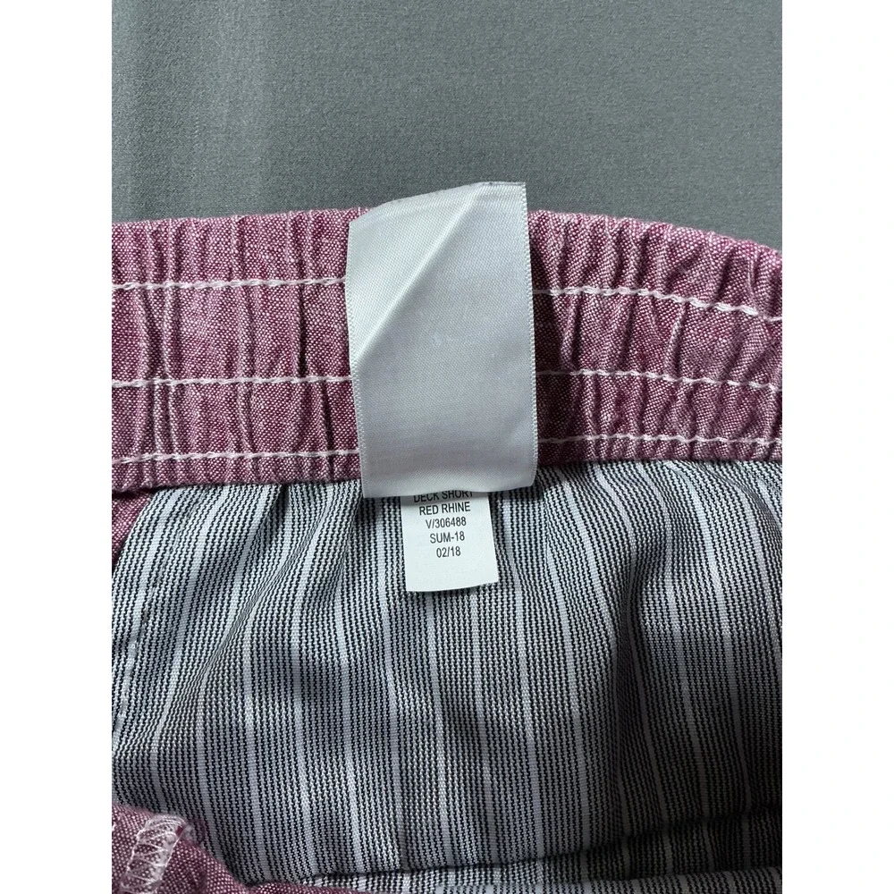 Banana Republic Mens Large Burgundy Cotton Chambray Drawstring Shorts Elastic